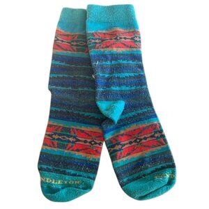 Pendleton Wool Socks Merino Southwest Aztec Pattern Blue Red Green Made In USA T